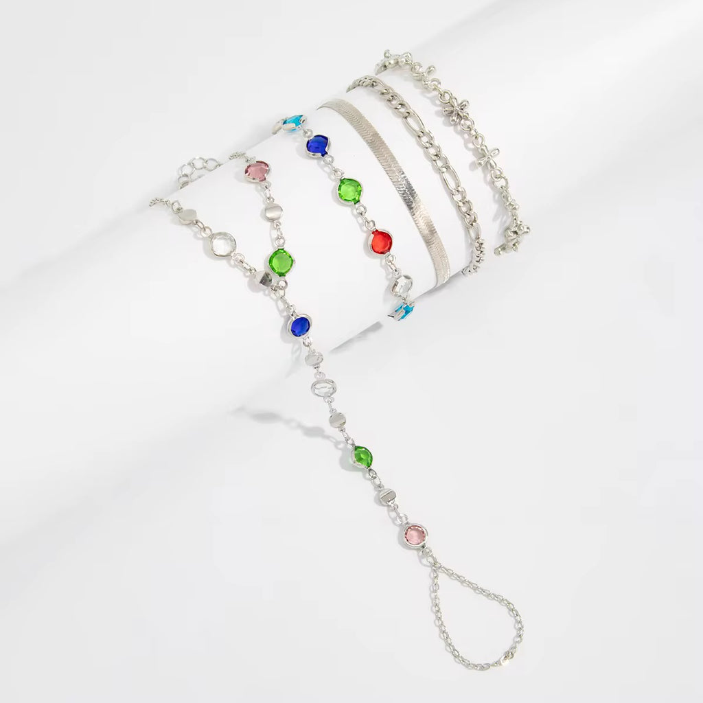 Golden Rosario Luxe Bracelet Set – Silver