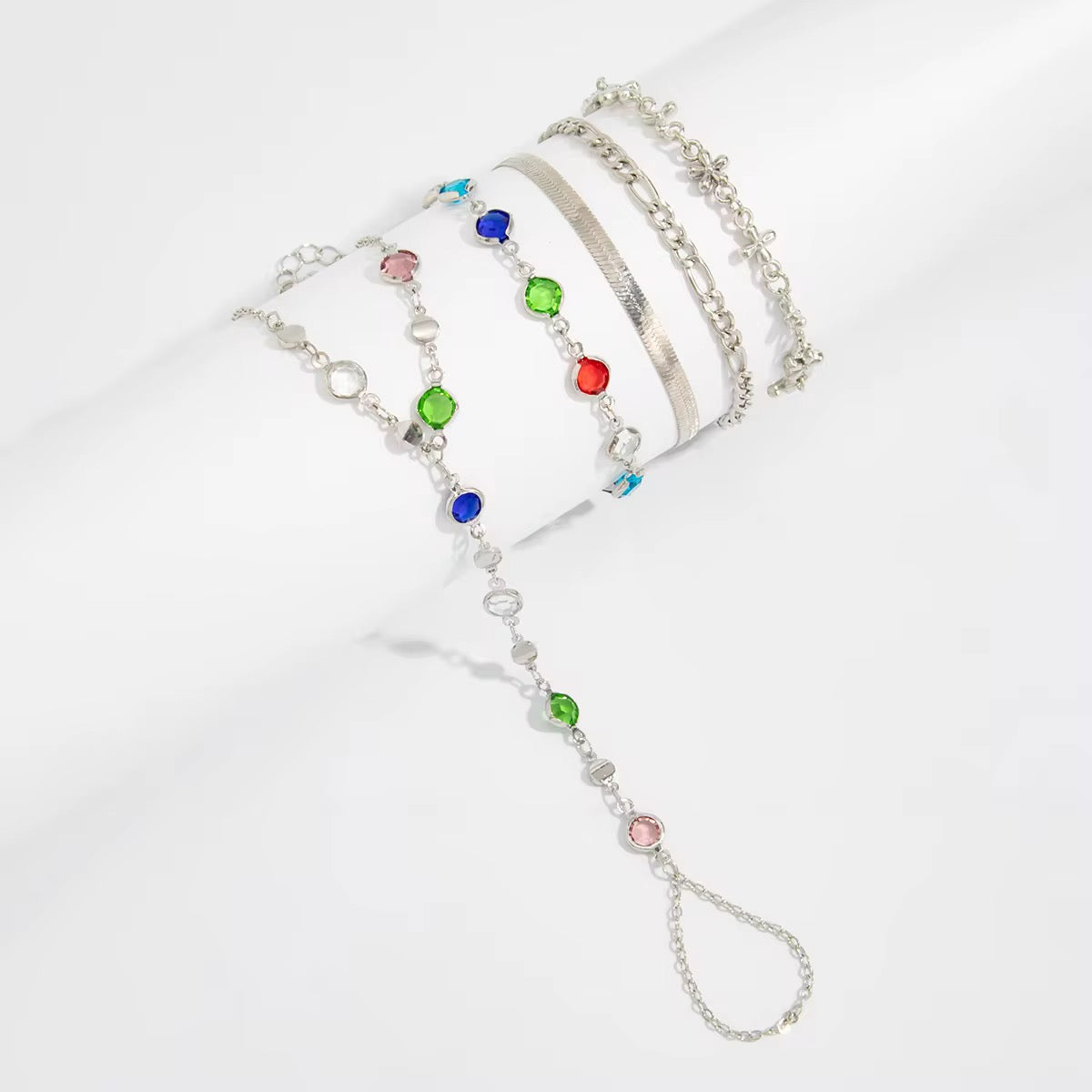 Golden Rosario Luxe Bracelet Set – Silver