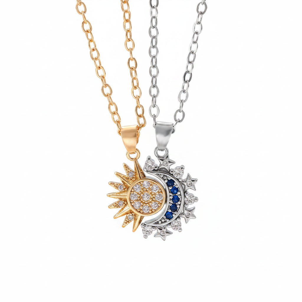 Celestial Sun Moon Necklace Set – Studio White